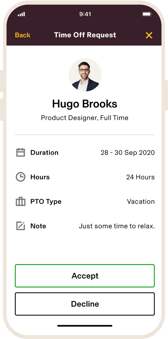 Time tracking makes it easy to manage hourly work and PTO from any device